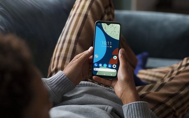 Phone held in both hands